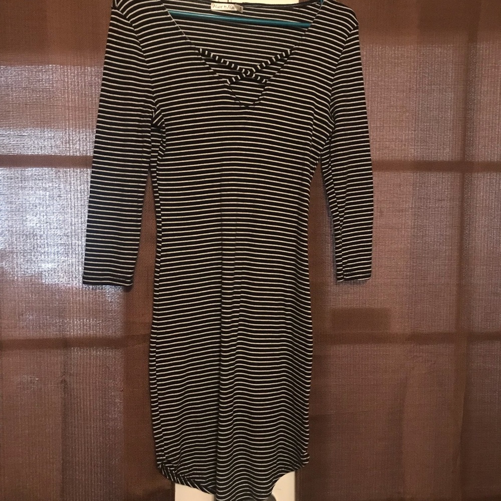 Black and White Striper Dress cross over chest